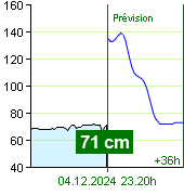 État de l'eau sur le fluviomètre de Nespeky à 20.00 4.12.2024